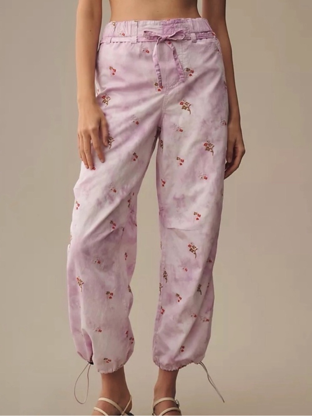 Pilcro Pink Floral Drawstring Jogger Pants - S